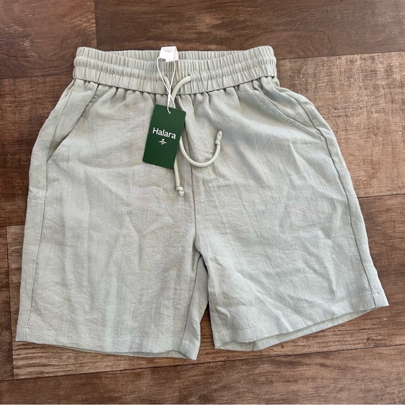 New HALARA high waisted draw string casual linen feel shorts - Picture 6 of 7